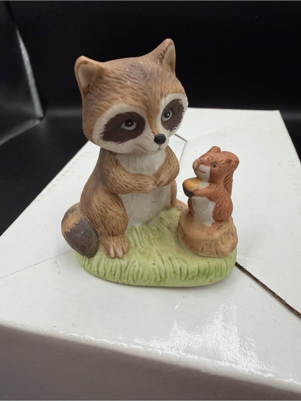 HOMCO Vintage Figurine Raccoon With Squirrel #1418 Miniature 2.5" X 2"